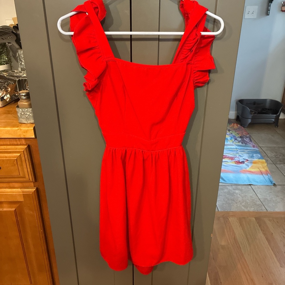 Red Ruffled Sleeveless Dress